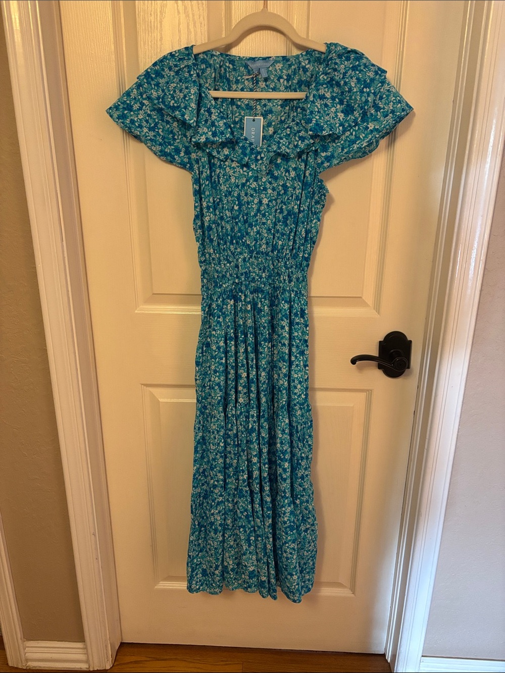 Draper James Teal Floral Maxi Dress